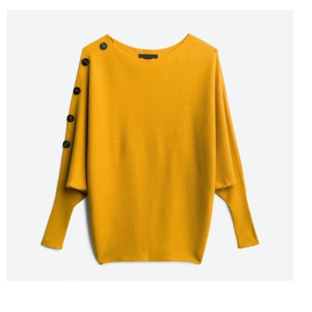 Faith & Zoe Tibi Dolman Sleeve Ribbed
Sweater Yellow batwing sz M preloved - Picture 5 of 8